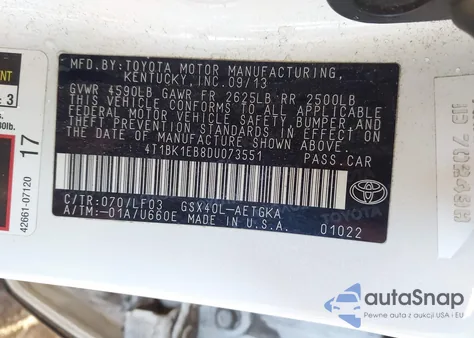 2013 Toyota Avalon Xle Premium z USA, uszkodzony, nr VIN 4T1BK1EB8DU073551